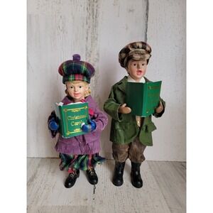 Clothtique vintage kid caroler girl boy Sarah Brian Xmas home decor figure set